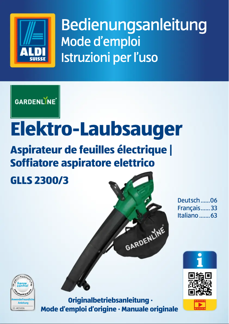 First page image of the manual for GLLS 2300/3