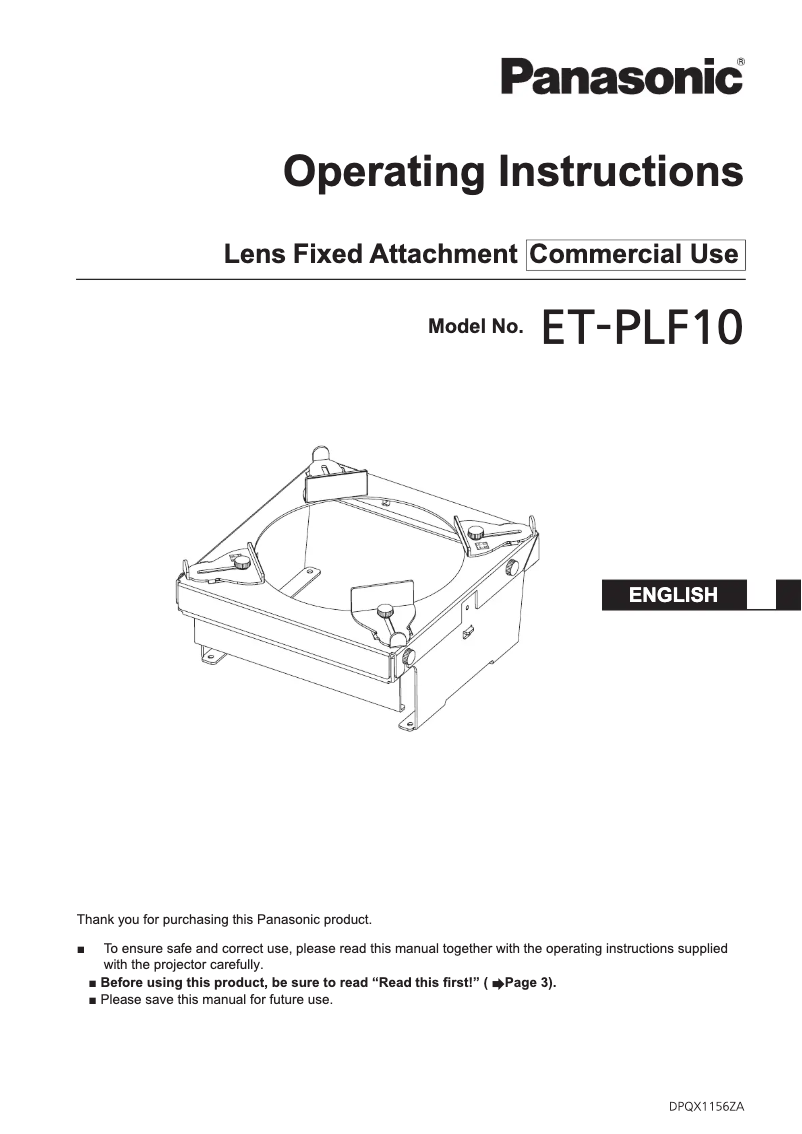 Page 1 of the manual User Manual Panasonic ET-PLF10