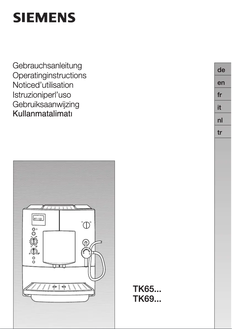 Page 1 of the manual User Manual Siemens TK69009