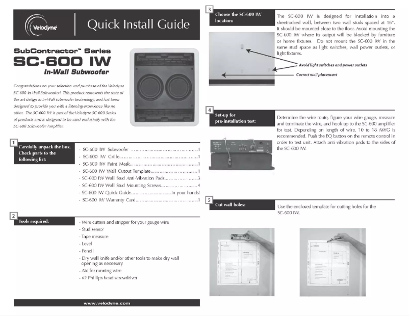 First page image of the manual for SC-600 IW