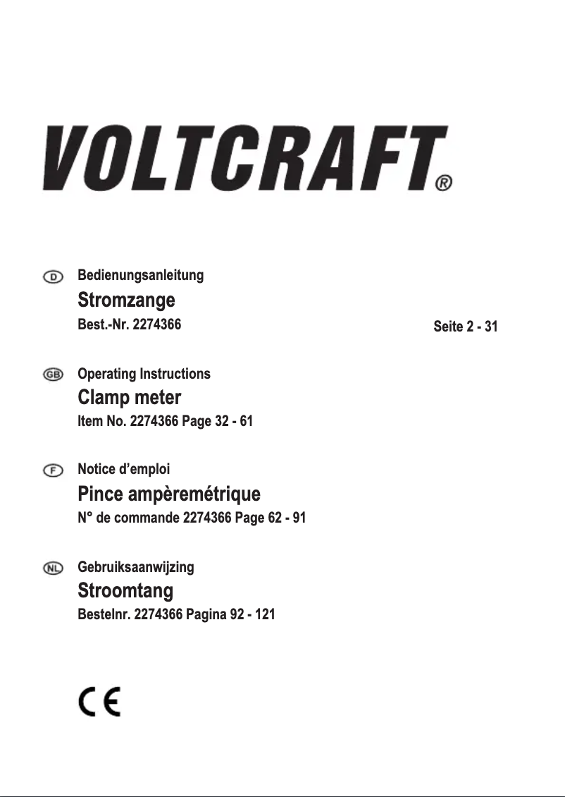 Page 1 of the manual User Manual Voltcraft VC-1113