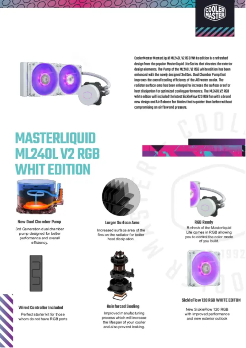 First page image of the manual for MasterLiquid ML240L V2