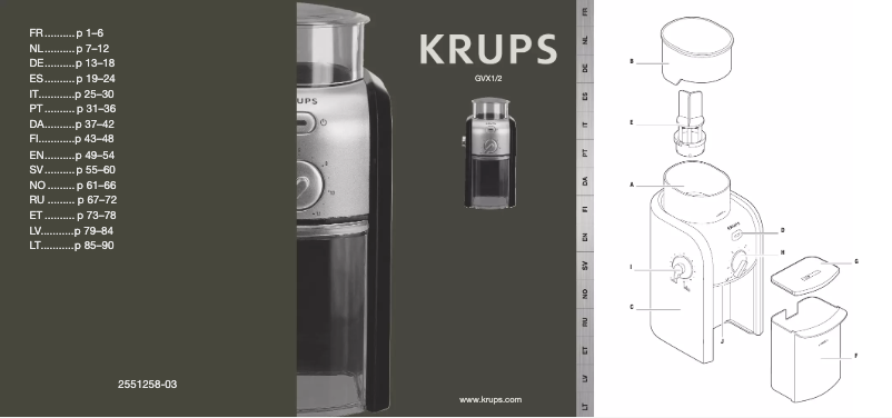 Page 1 of the manual User Manual Krups Expert GVX242