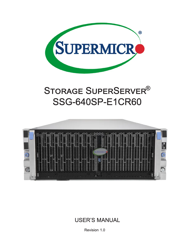Page 1 of the manual User Manual Supermicro SuperServer SSG-640SP-E1CR60