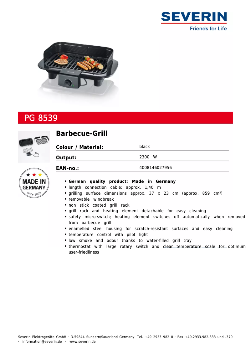 First page image of the manual for PG 8539