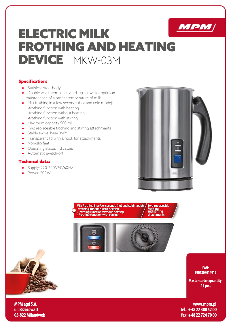 First page image of the manual for MKW03M