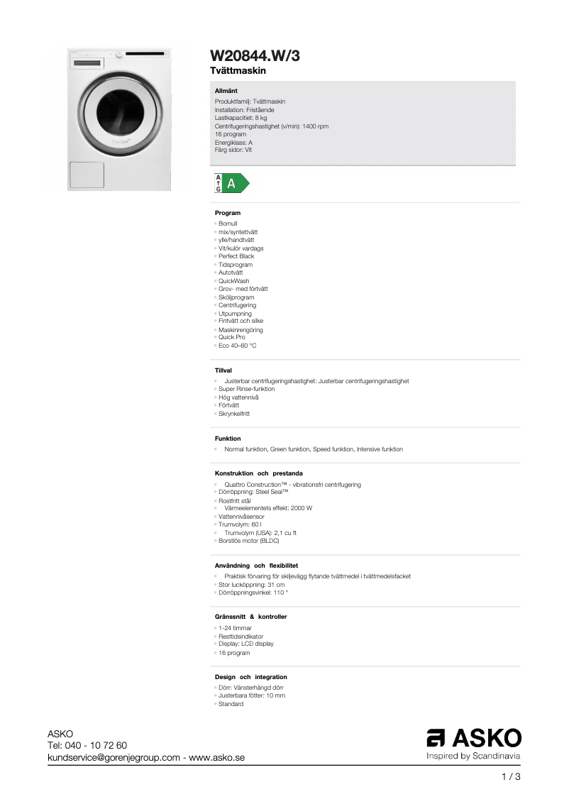 First page image of the manual for W20844.W/3