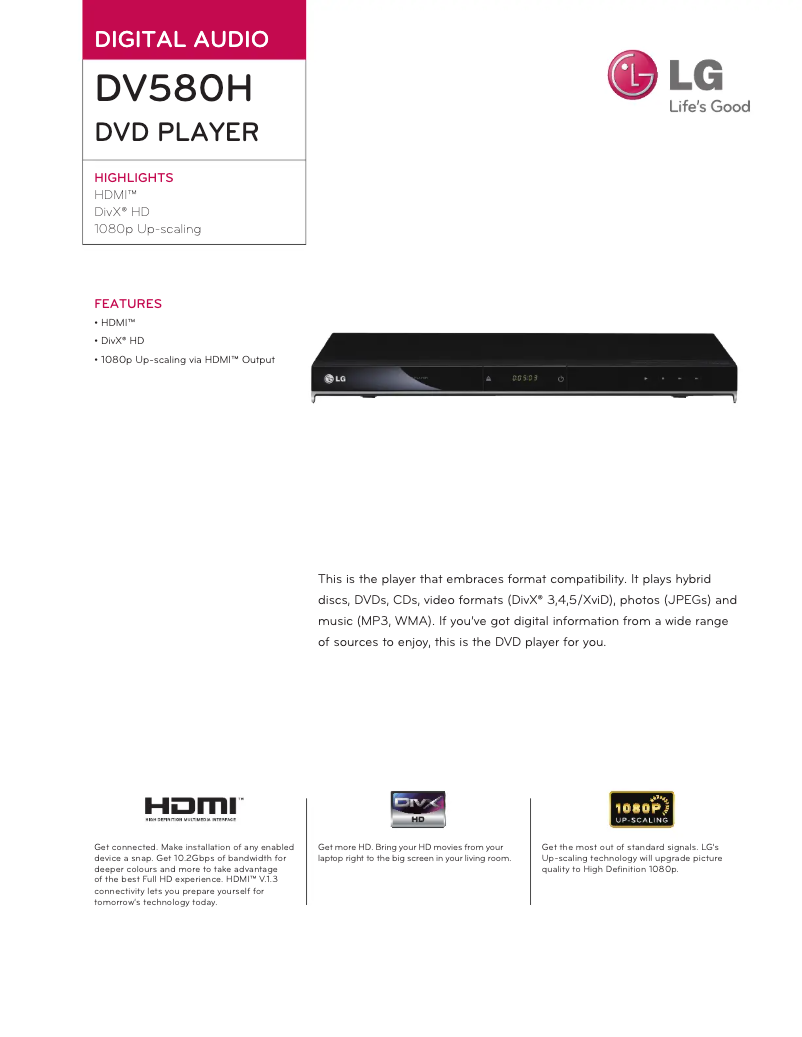 First page image of the manual for DV480H