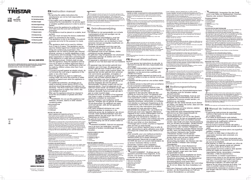 First page image of the manual for HD-2366