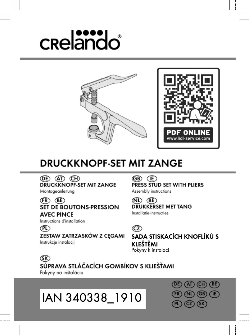 First page image of the manual for IAN 340338