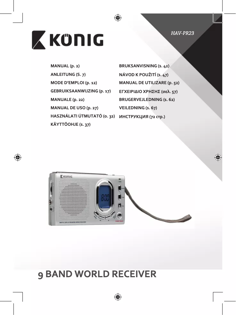 First page image of the manual for HAV-PR23