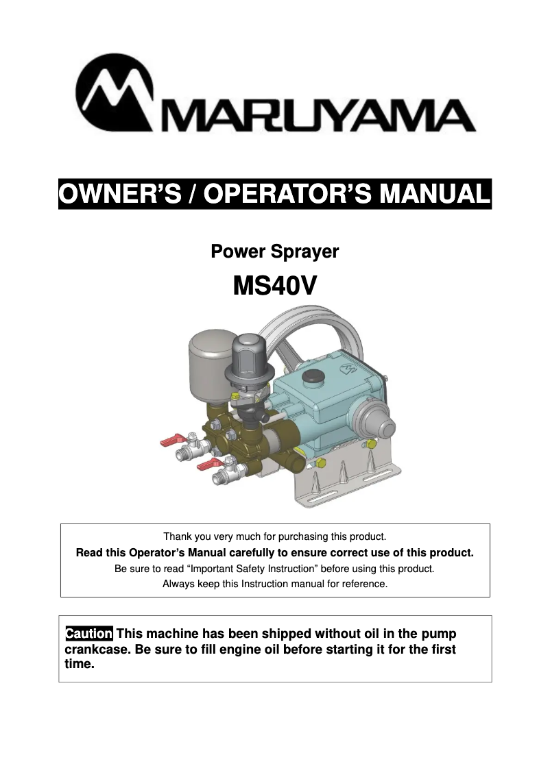 Page 1 of the manual User Manual Maruyama MS40V