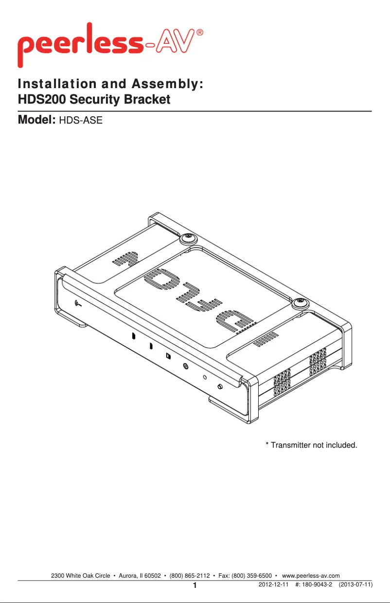 Page 1 of the manual User Manual Peerless-AV HDS-ASE