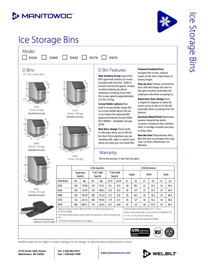 Page 1 de la notice Manuel utilisateur Manitowoc D-320