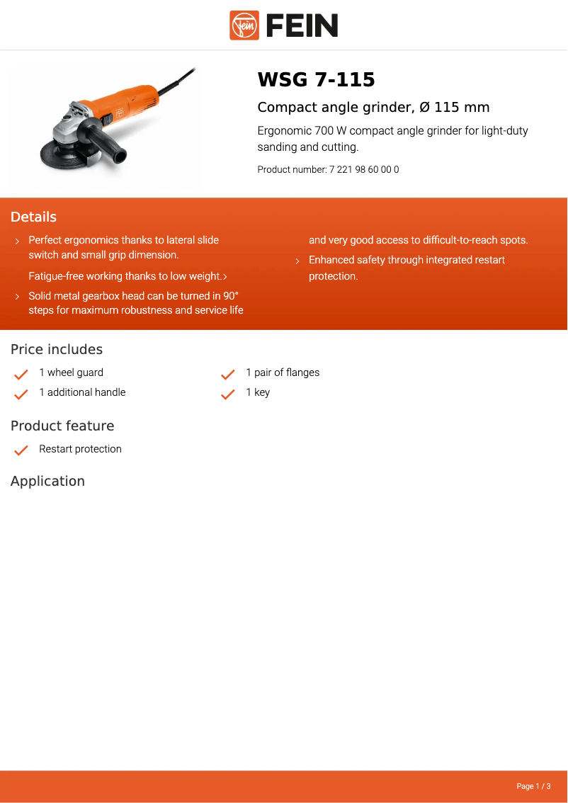 First page image of the manual for WSG 7-115