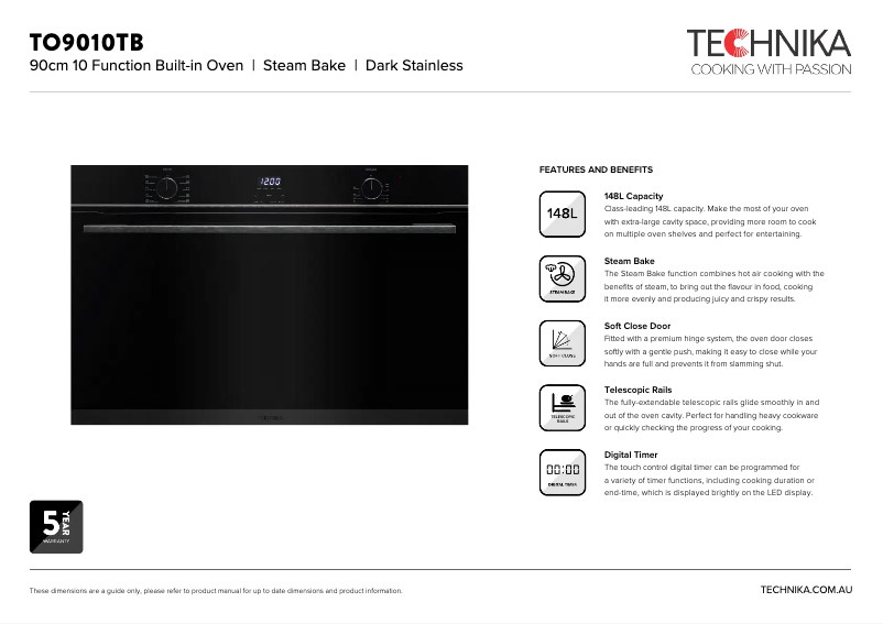 Page 1 de la notice Fiche technique Technika TO9010TB