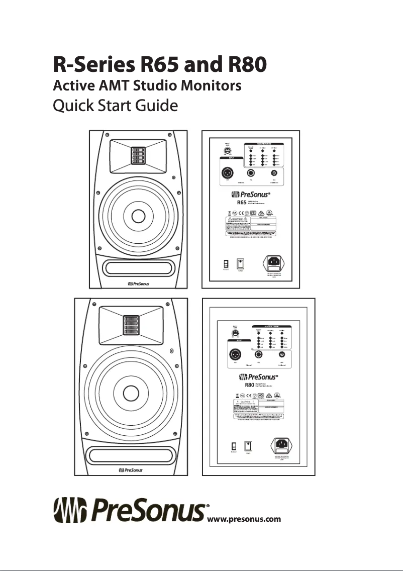 Page 1 of the manual Quick Start Guide PreSonus R80