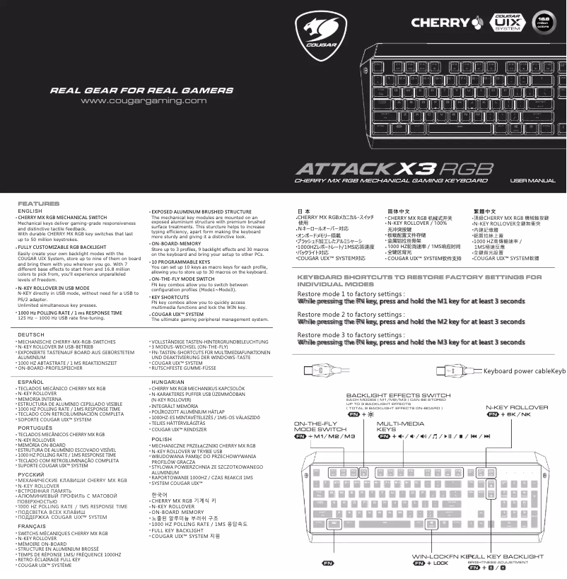 First page image of the manual for Attack X3 RGB