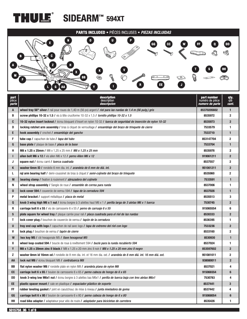 Image de la première page du manuel de l'appareil SIDEARM 594XT