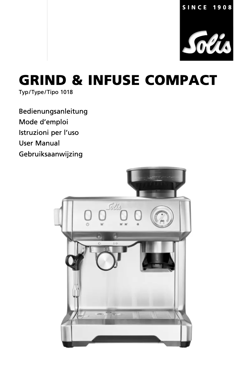 Page 1 of the manual User Manual Solis Grind & Infuse Compact 1018