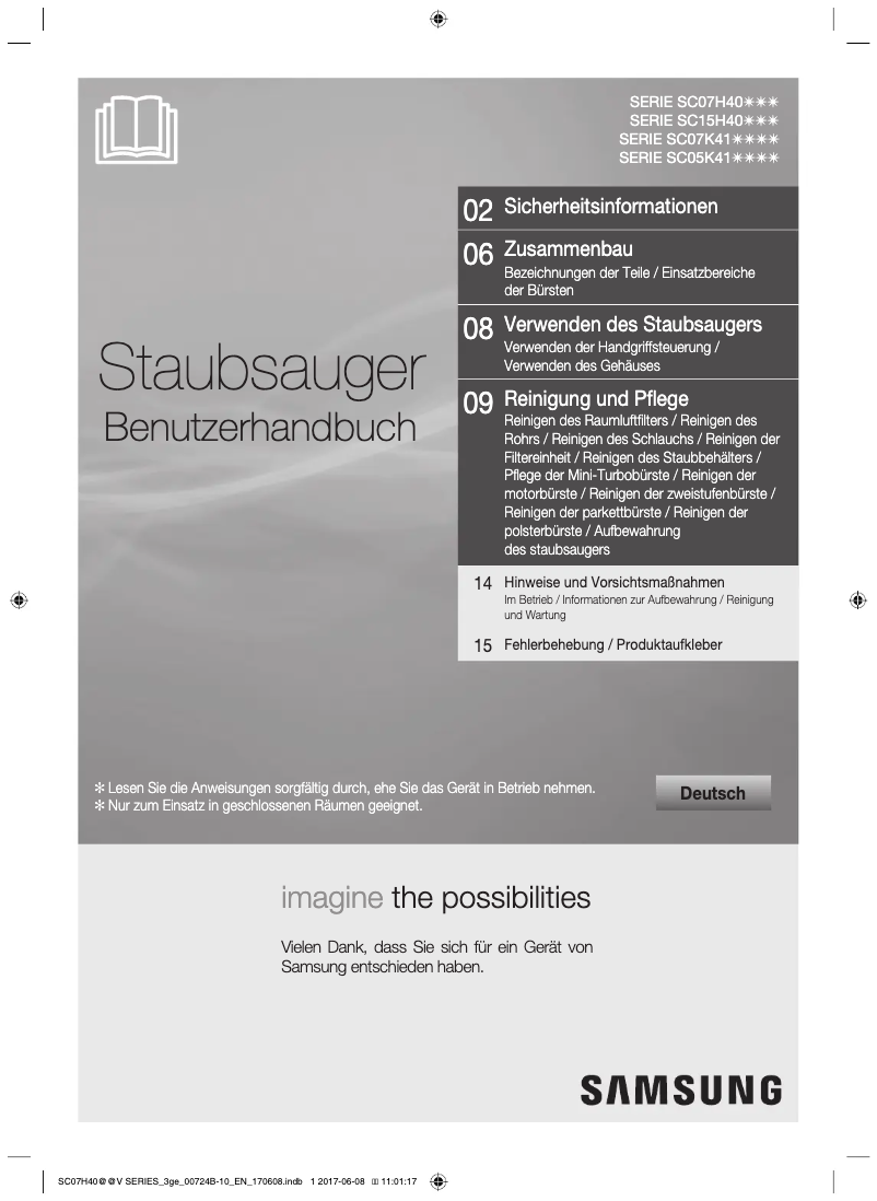 Page 1 of the manual User Manual Samsung Anti-Tangle Eco Comfort VC4100