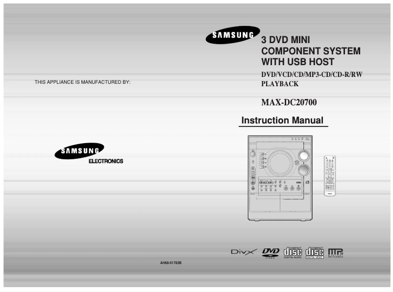 Page 1 of the manual User Manual Samsung MAX-DC20700