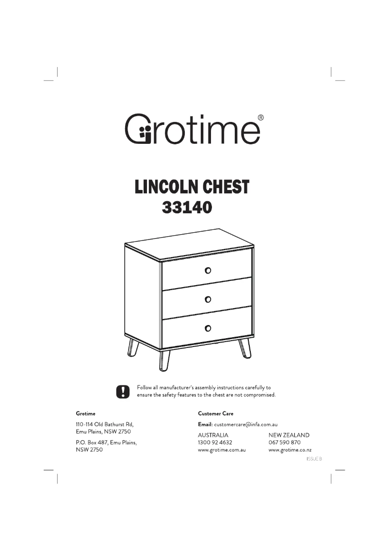 Page 1 of the manual User Manual Grotime Lincoln Cot