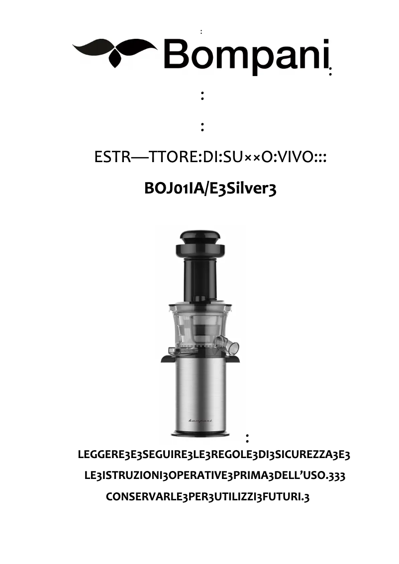 First page image of the manual for BOJ01IA/E