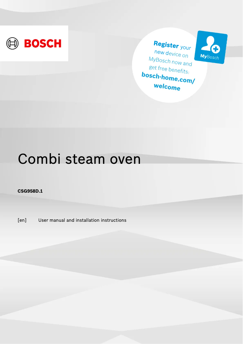 First page image of the manual for CSG958DB1