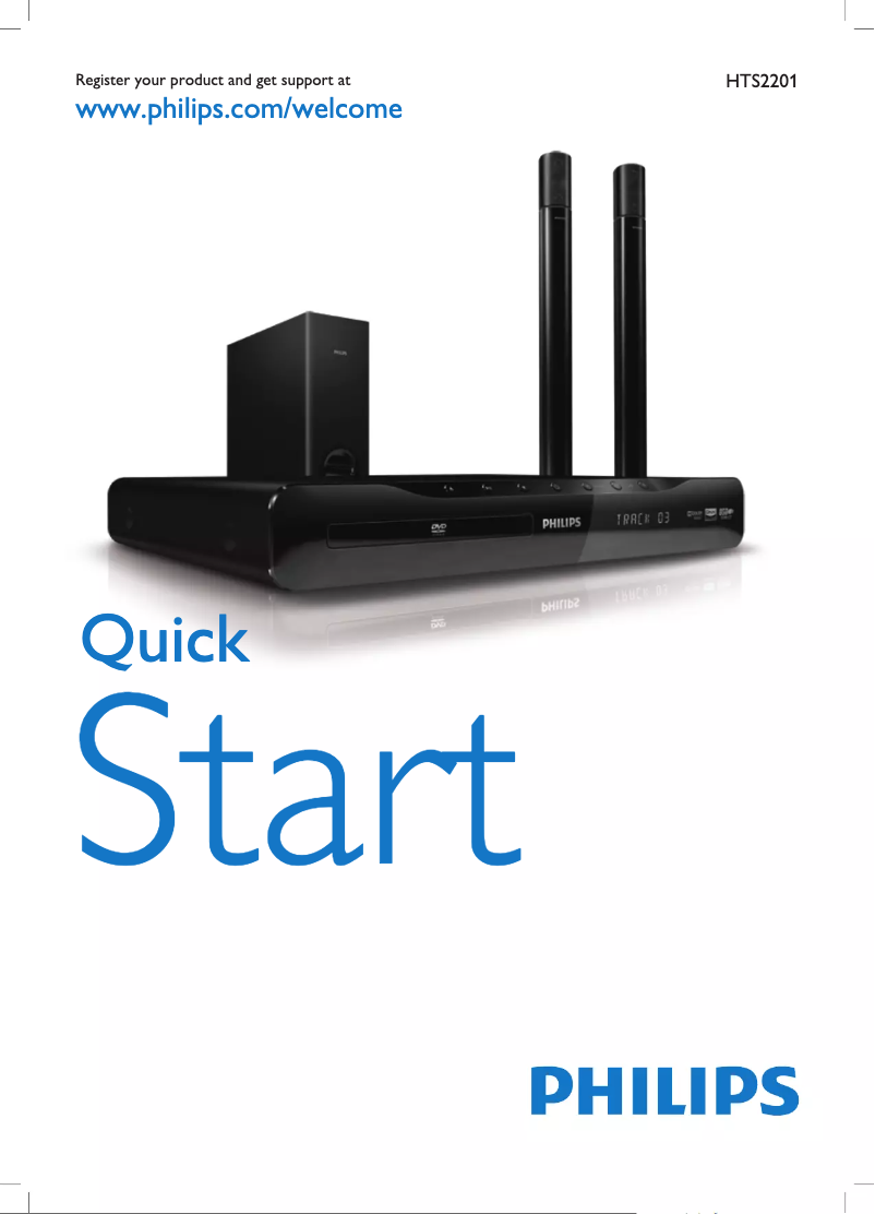 Page 1 of the manual Quick Start Guide Philips HTS2201