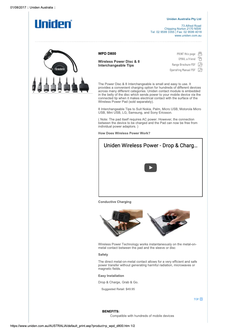 First page image of the manual for WPP 15W + D800