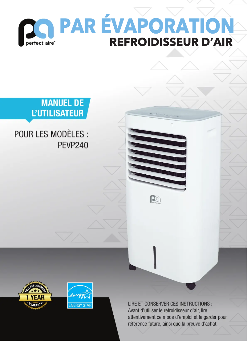 Page 1 of the manual User Manual Perfect Aire PEVP240