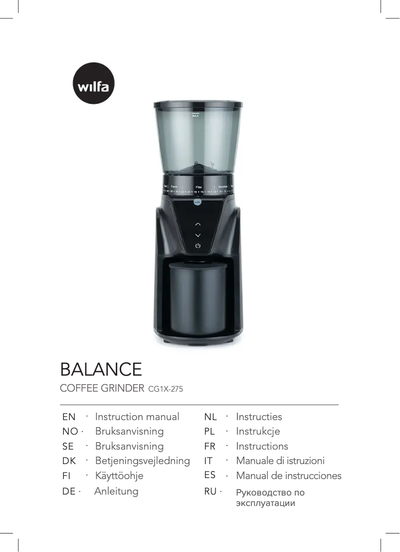 First page image of the manual for Balance CG1S-275