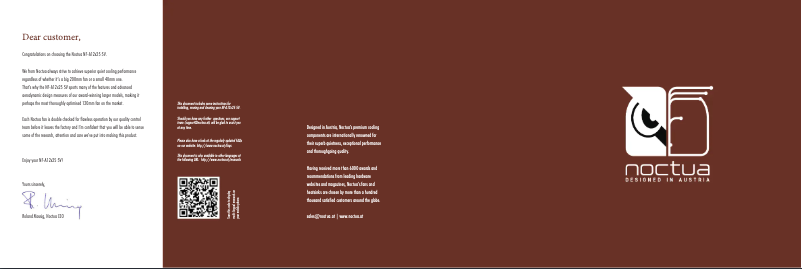 Page 1 de la notice Manuel utilisateur Noctua NF-A12x25 5V