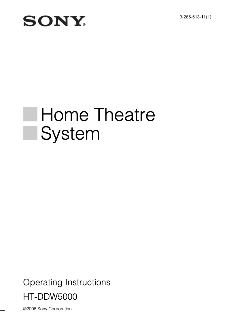 Page 1 of the manual User Manual Sony HT-DDW5000