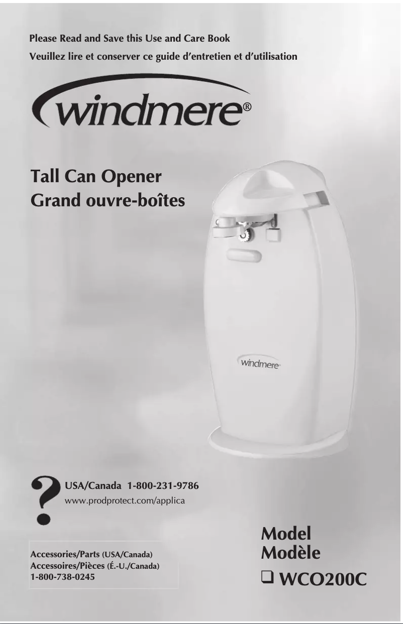 Page 1 of the manual User Manual Windmere WCO200C