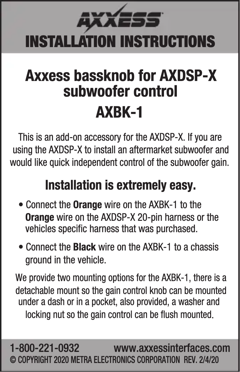 Page 1 of the manual User Manual AXESS AXBK-1