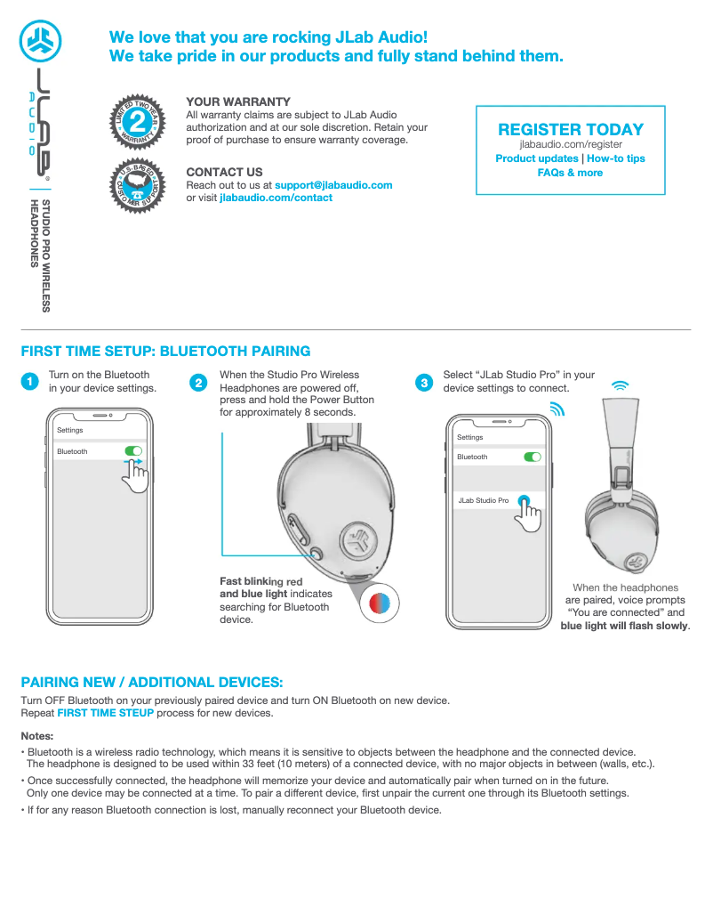 First page image of the manual for Studio Pro Wireless