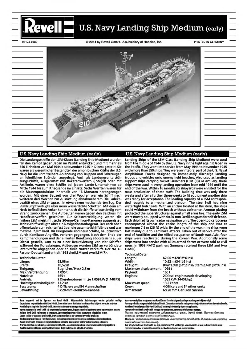 Page 1 of the manual User Manual Revell Landing Ship Medium