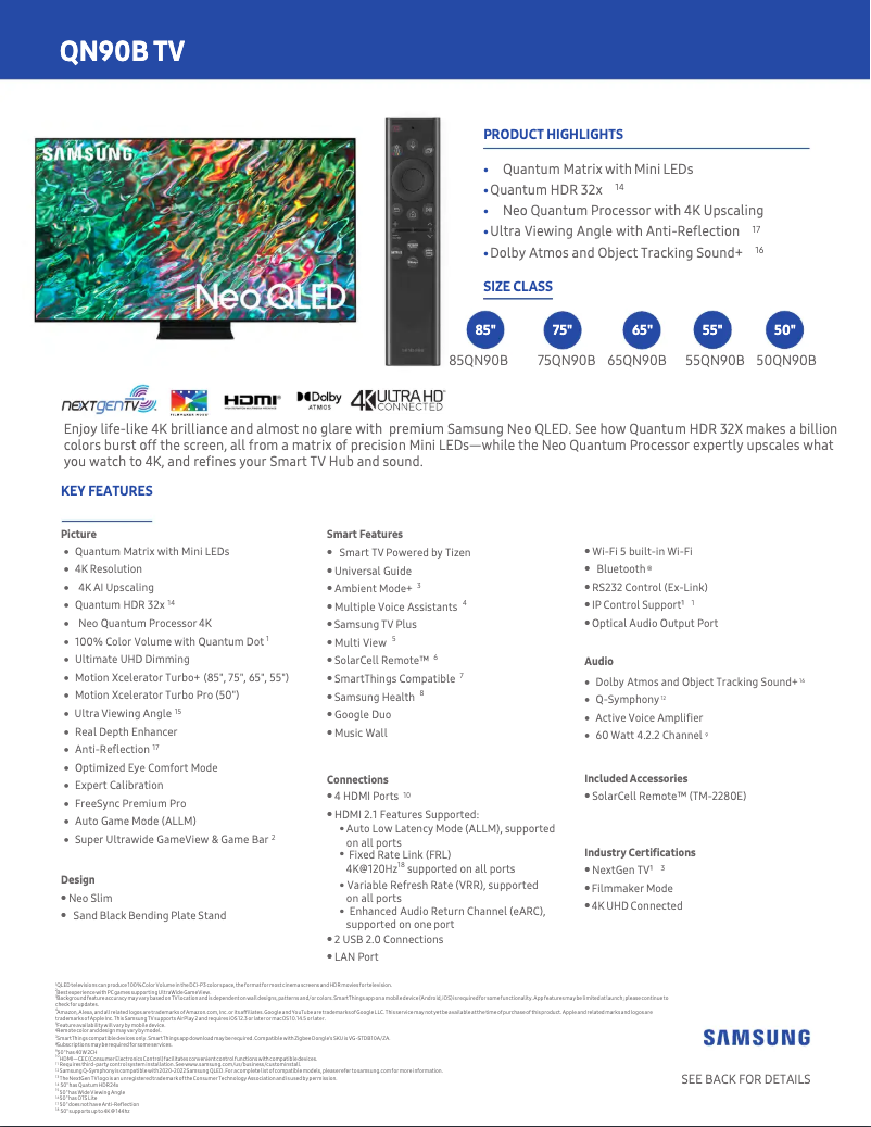 First page image of the manual for QN55QN90B