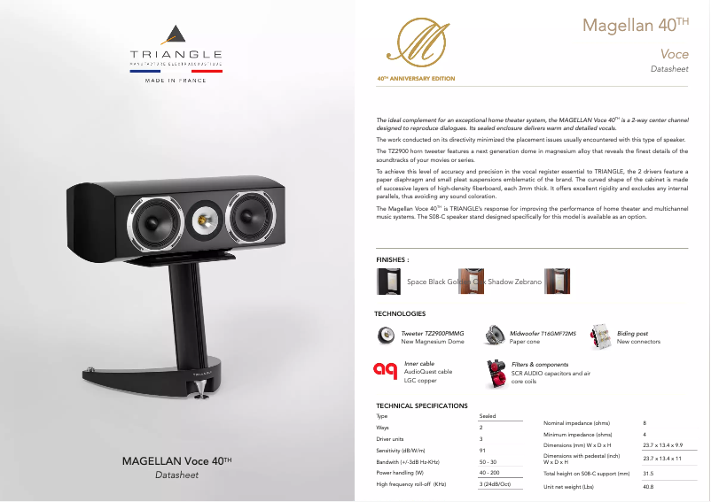 First page image of the manual for Magellan Voce