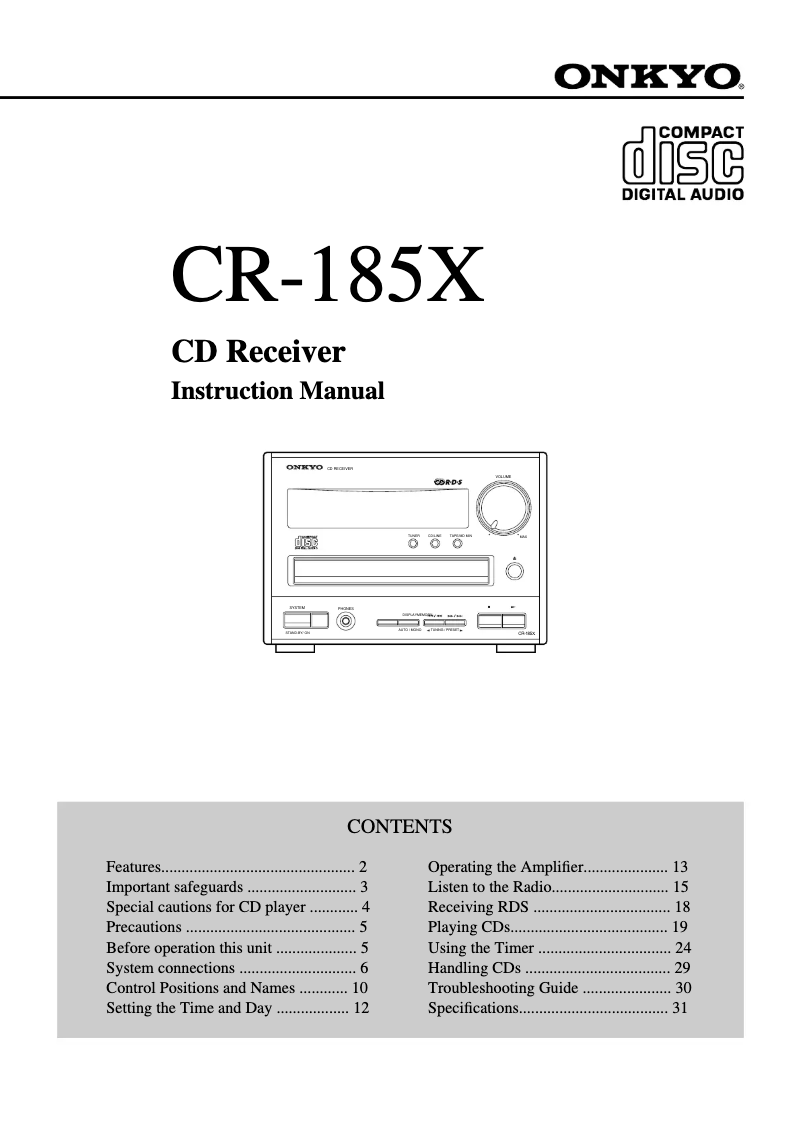 First page image of the manual for CR-185