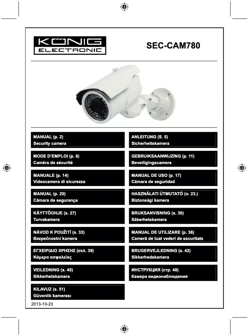 First page image of the manual for SEC-CAM780