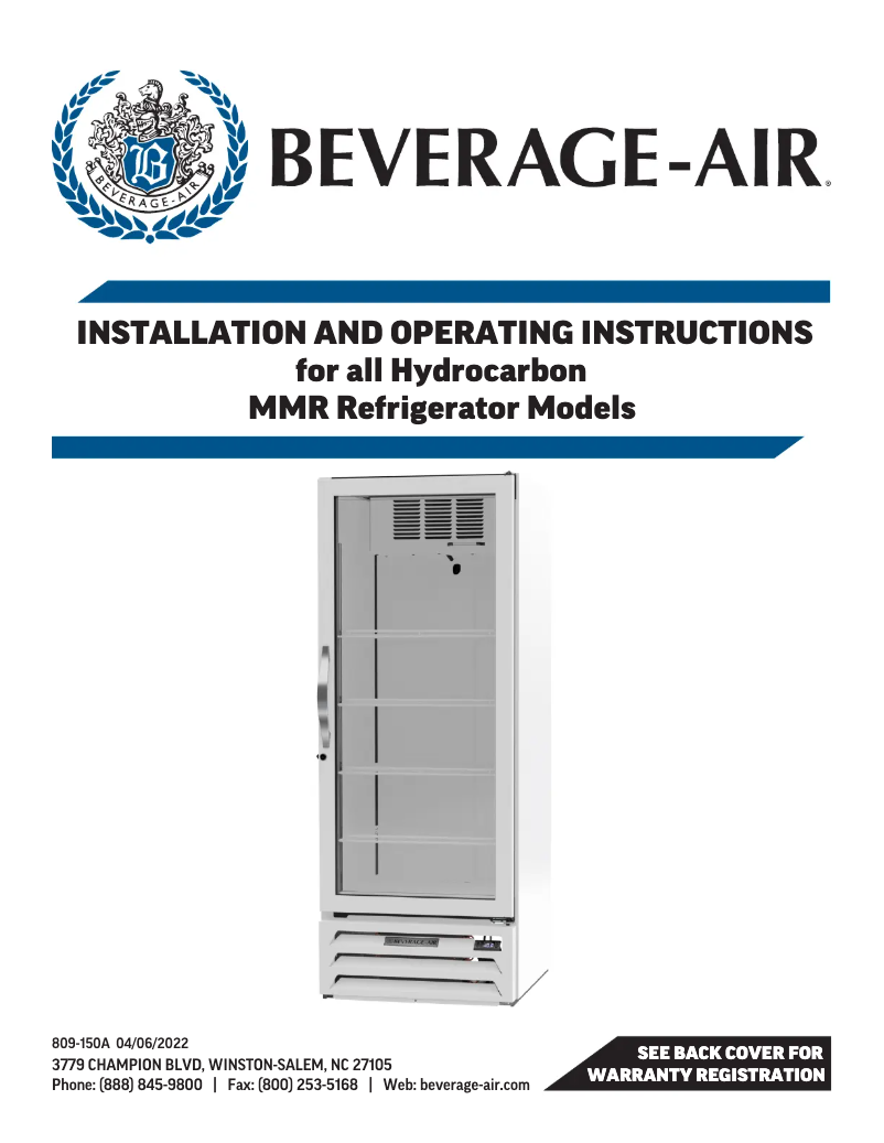 Page 1 of the manual User Manual Beverage-Air MMR23HC-1-W-18