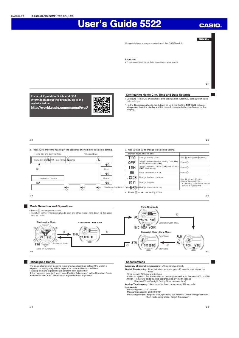 First page image of the manual for G-SHOCK GA710GB-1A
