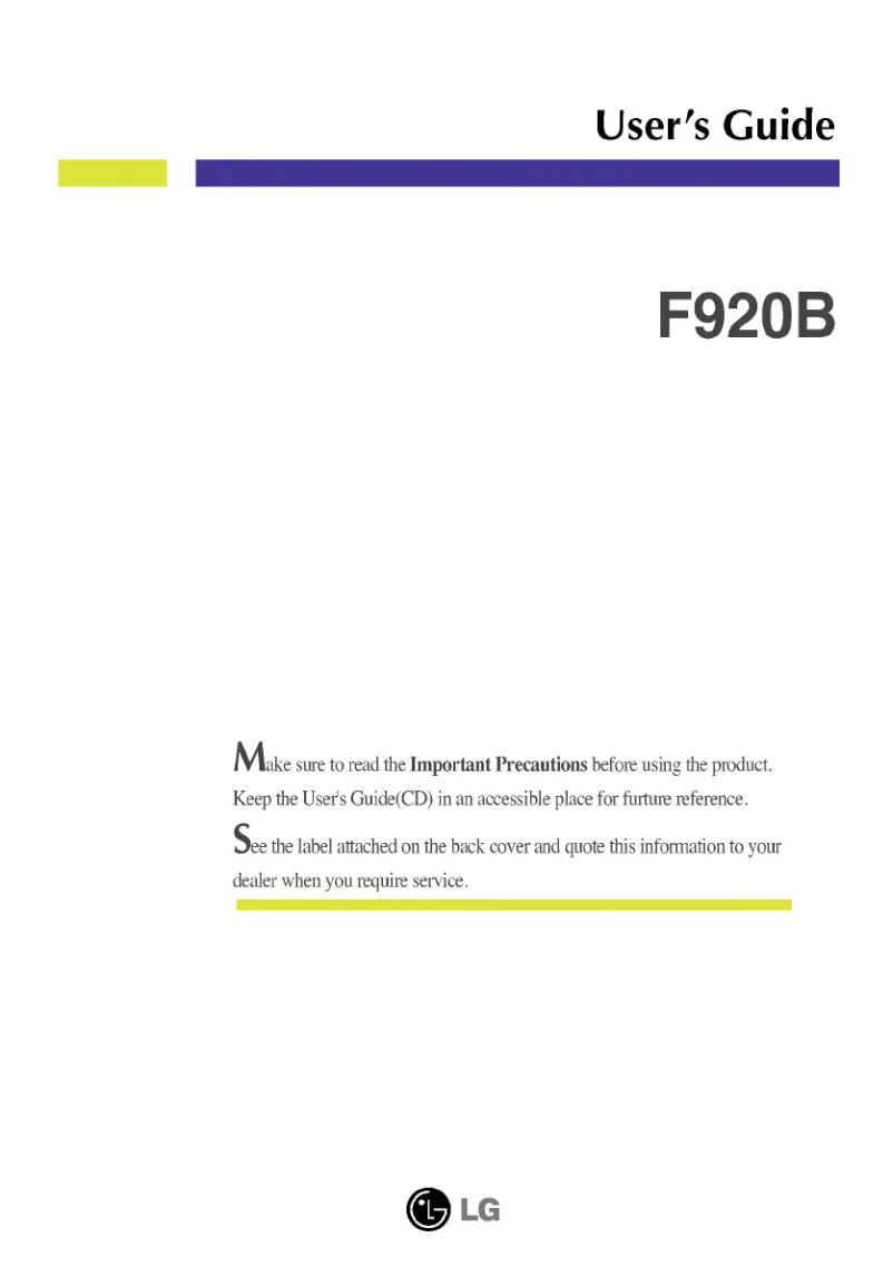 First page image of the manual for F920BAK