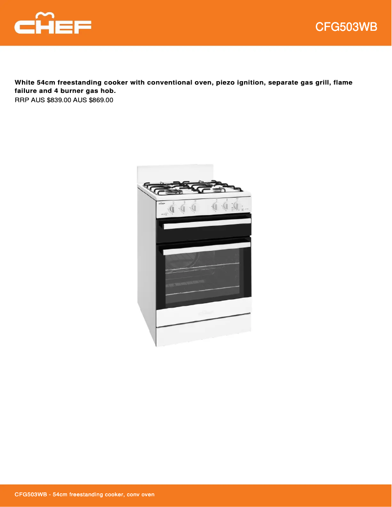 First page image of the manual for CFG503WB