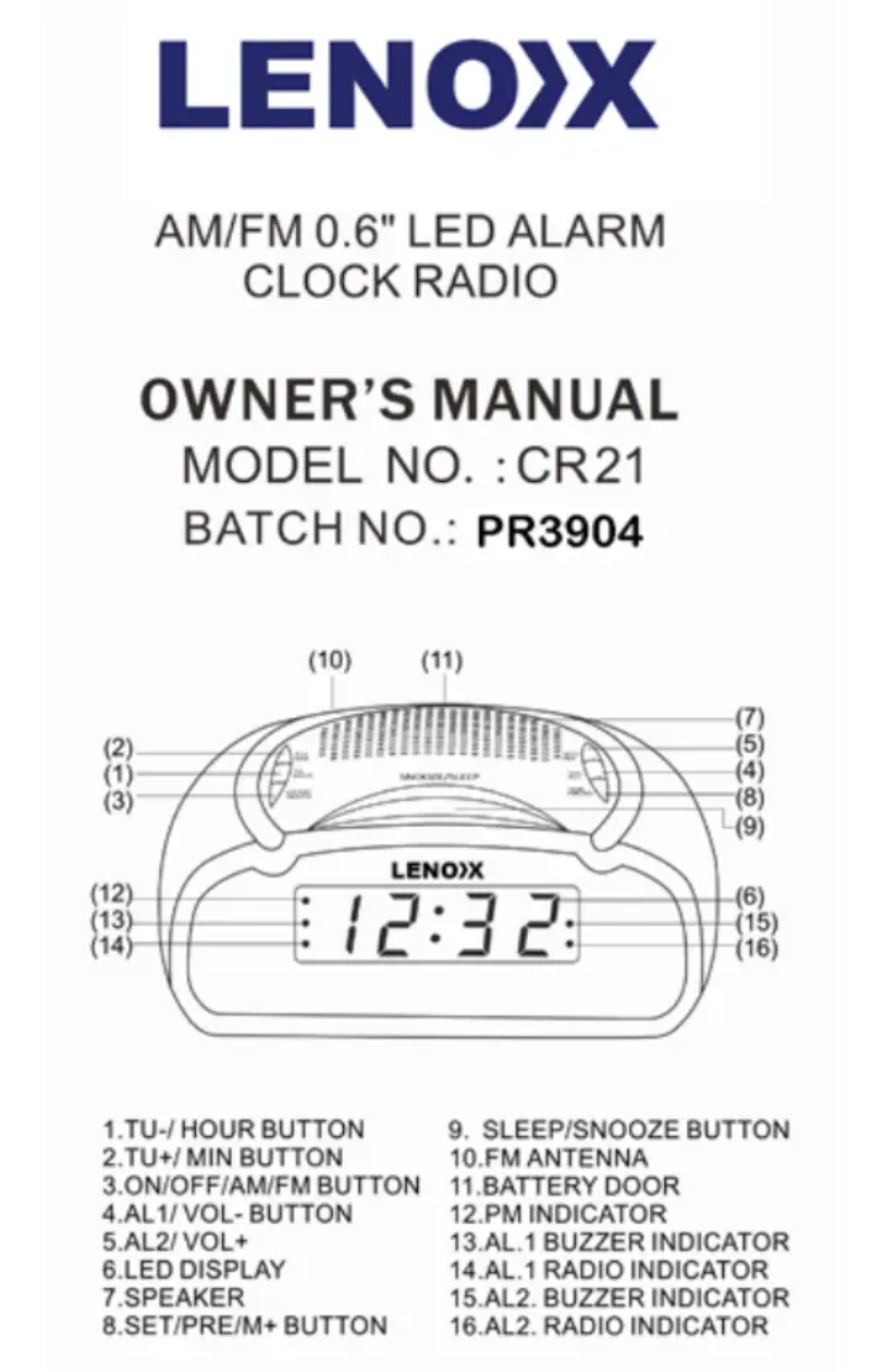 First page image of the manual for CR21