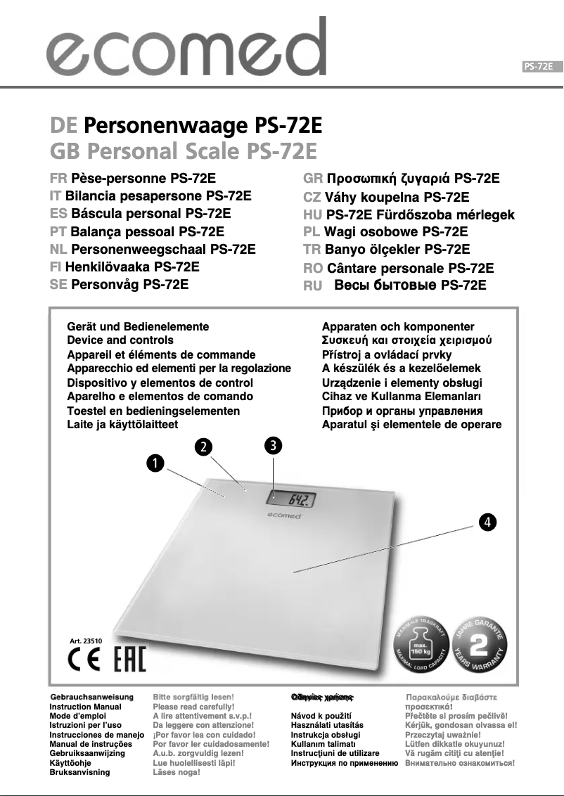 First page image of the manual for PS-72E