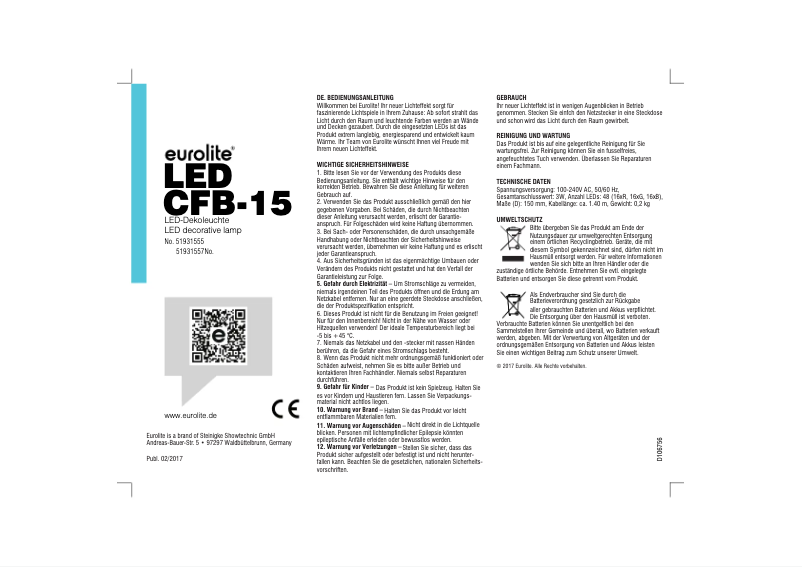 Image de la première page du manuel de l'appareil LED CFB-15